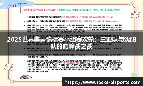 2025世界攀岩锦标赛小组赛次轮：三亚队与沈阳队的巅峰战之战
